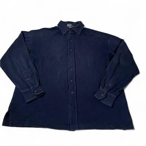 Polo Ralph Lauren Soft Cotton Button Up Long Sleeve Collard Shirt Navy L